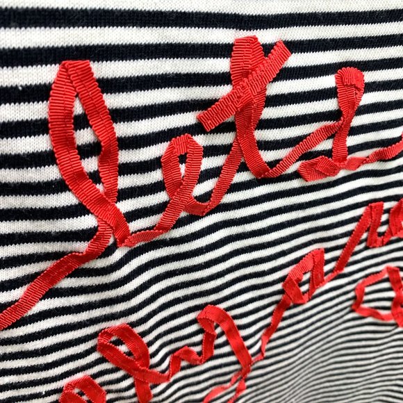 KATE SPADE‎ Lets Fly Away Graphic Striped Long Sleeve Top Sz S - Picture 5 of 10